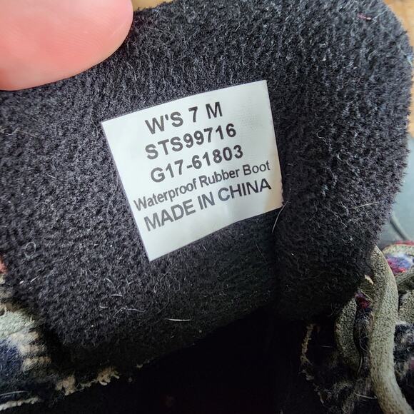 Sperry Plaid Fleece Ducks Rain Boots | Women's 7M - Picture 12 of 12